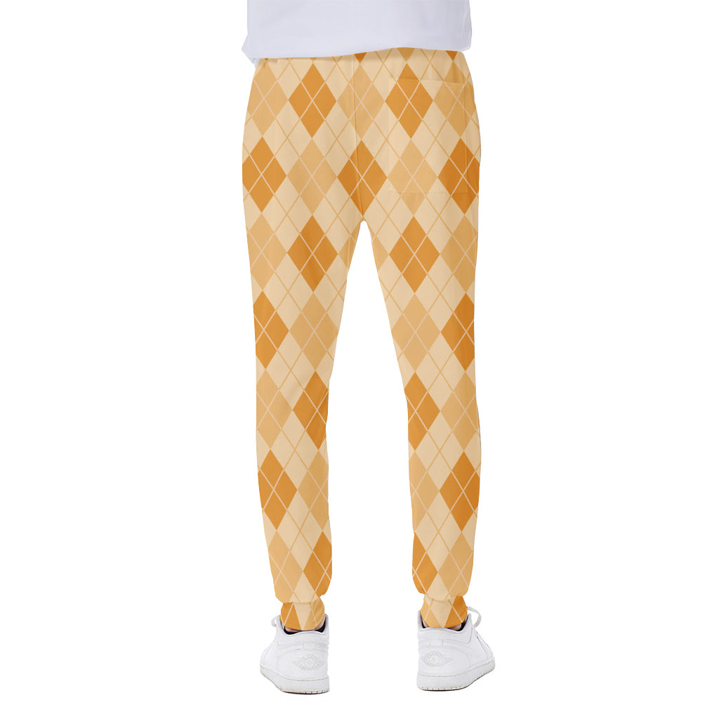 Orange Argyle Pattern Print Scuba Joggers