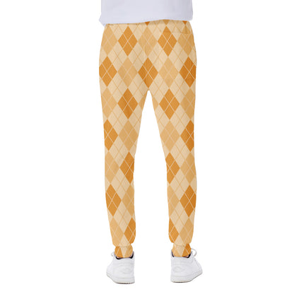 Orange Argyle Pattern Print Scuba Joggers