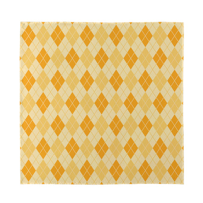 Orange Argyle Pattern Print Silk Bandana