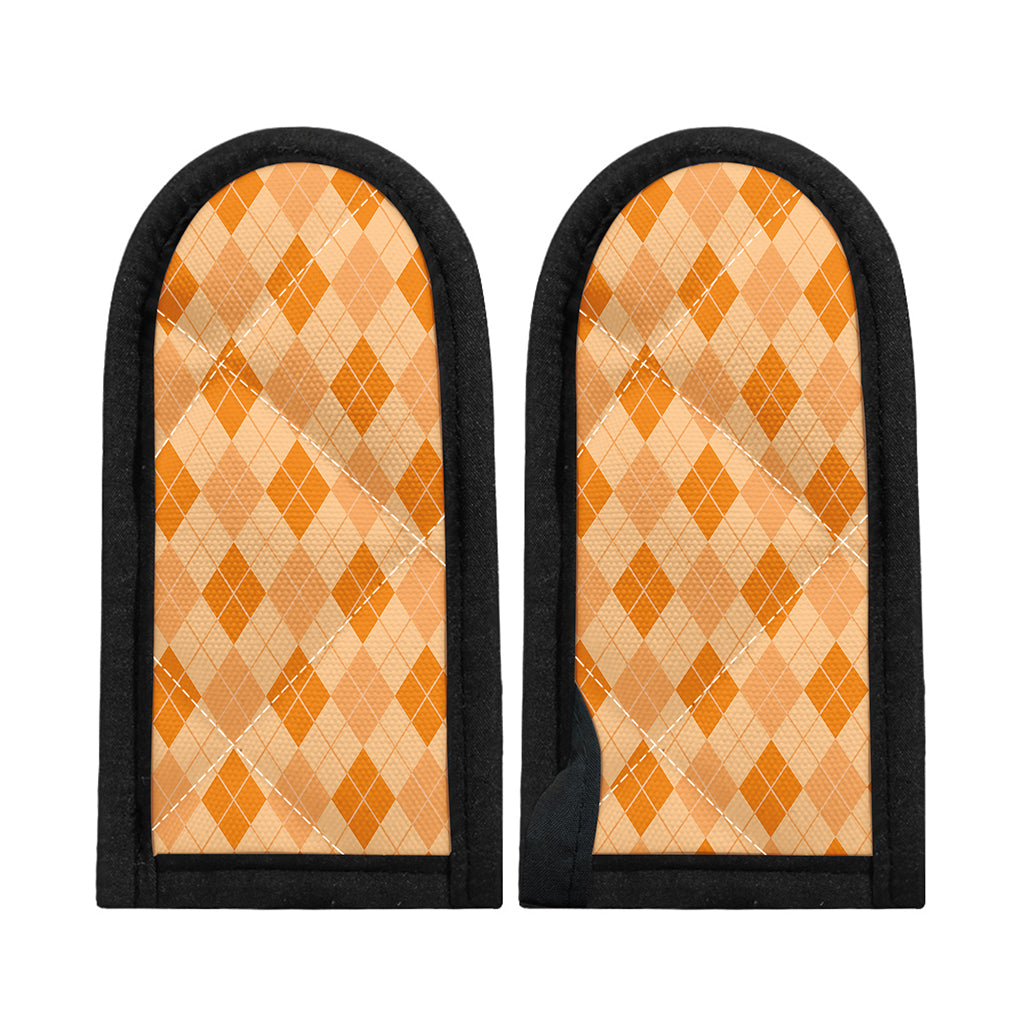 Orange Argyle Pattern Print Skillet Handle Cover