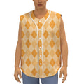 Orange Argyle Pattern Print Sleeveless Baseball Jersey