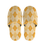 Orange Argyle Pattern Print Slippers