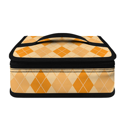 Orange Argyle Pattern Print Small Lunch Bag