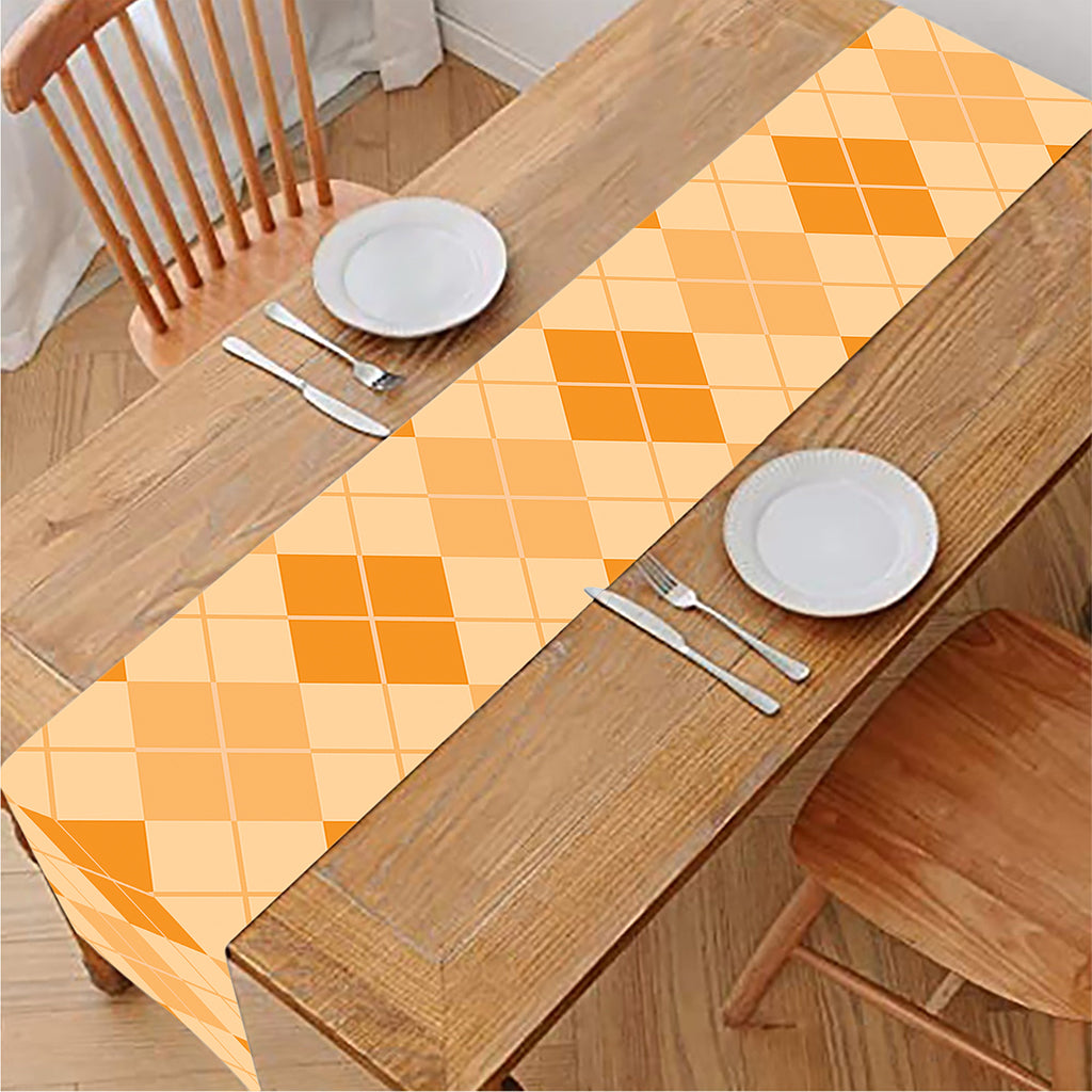 Orange Argyle Pattern Print Table Runner