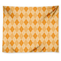 Orange Argyle Pattern Print Tapestry