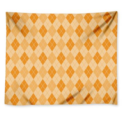 Orange Argyle Pattern Print Tapestry