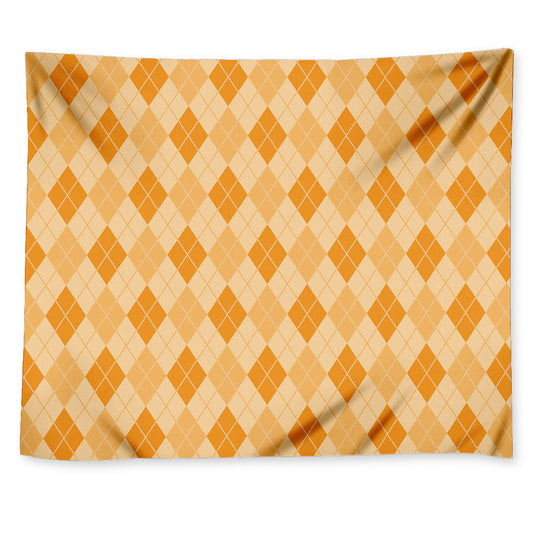 Orange Argyle Pattern Print Tapestry