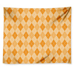 Orange Argyle Pattern Print Tapestry