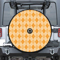 Orange Argyle Pattern Print Tire Cover With Camera Hole