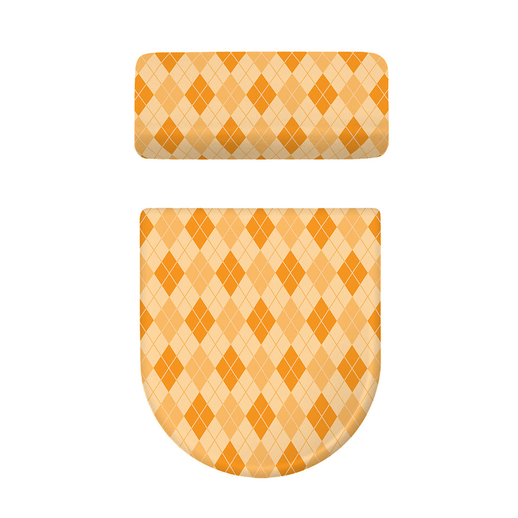 Orange Argyle Pattern Print Toilet Lid And Tank Cover Set