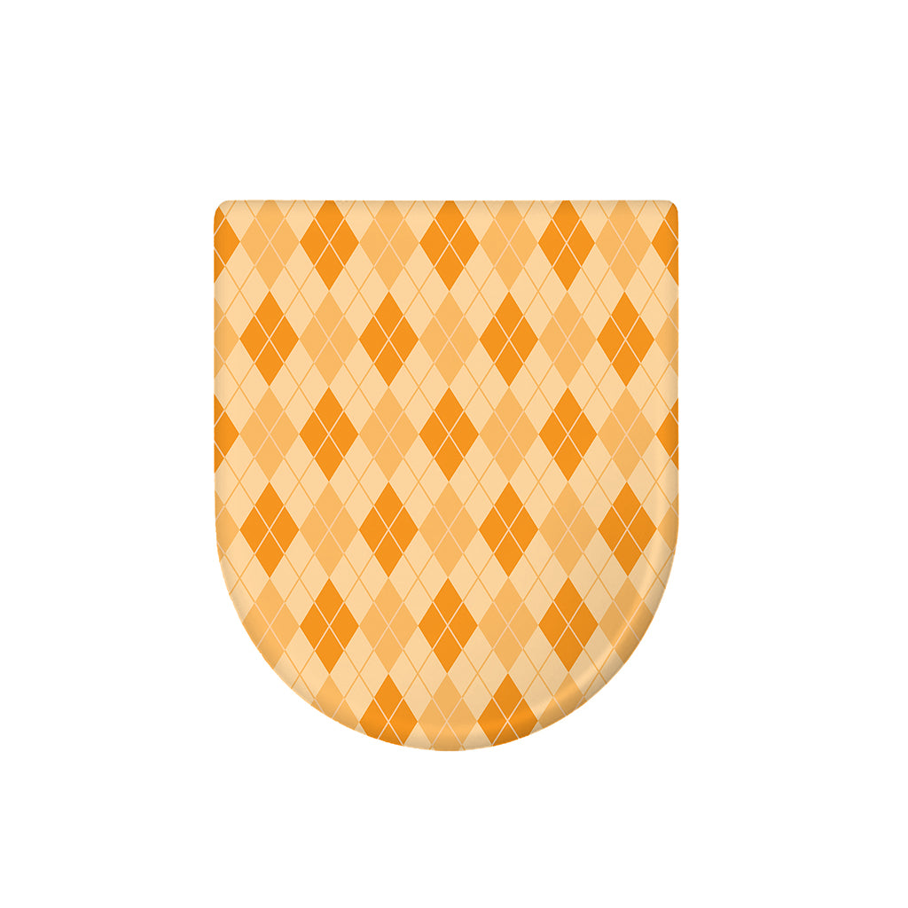 Orange Argyle Pattern Print Toilet Lid Cover
