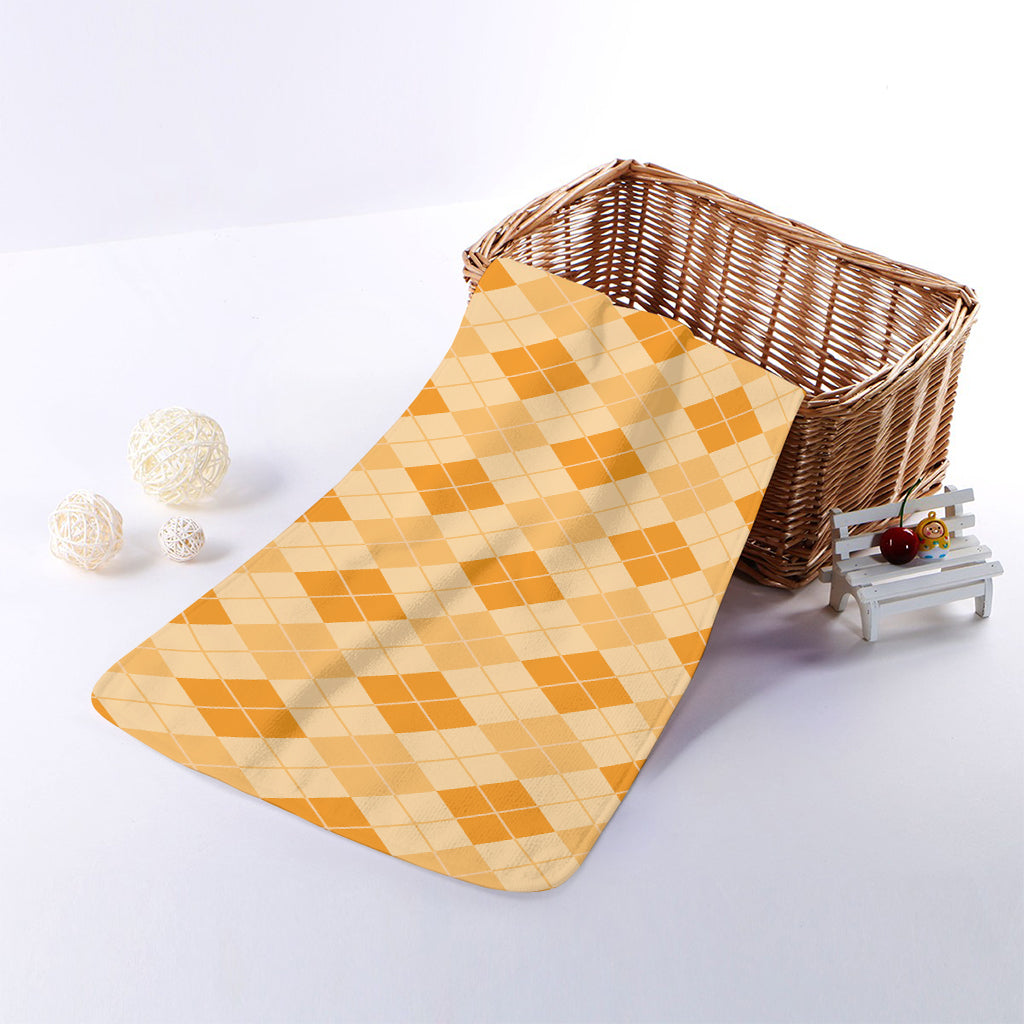 Orange Argyle Pattern Print Towel
