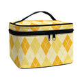 Orange Argyle Pattern Print Travel Makeup Bag