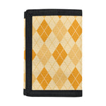 Orange Argyle Pattern Print Trifold Wallet