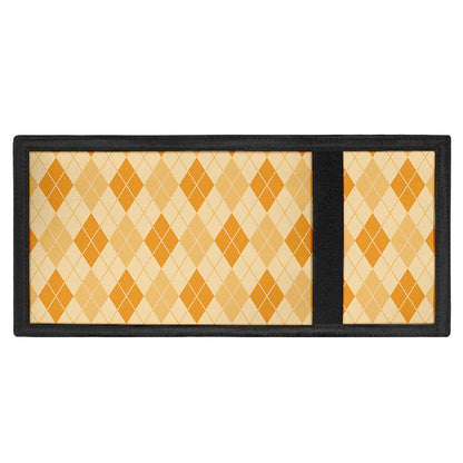 Orange Argyle Pattern Print Trifold Wallet