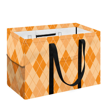 Orange Argyle Pattern Print Utility Tote Bag