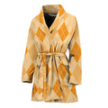 Orange Argyle Pattern Print Women's Bathrobe
