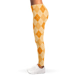 Orange Argyle Pattern Print Women's Leggings