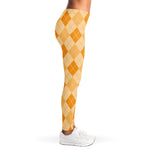 Orange Argyle Pattern Print Women's Leggings