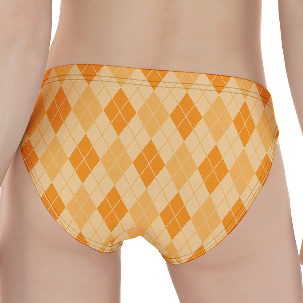 Orange Argyle Pattern Print Women's Panties