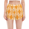 Orange Argyle Pattern Print Women's Split Running Shorts