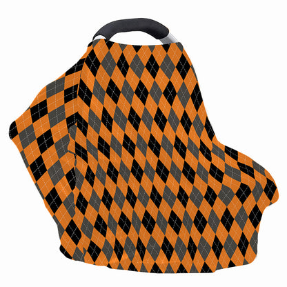 Orange Black And Grey Argyle Print Baby Seat Cover