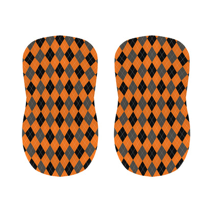 Orange Black And Grey Argyle Print Bar Stool Covers