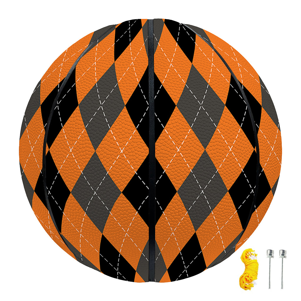 Orange Black And Grey Argyle Print Basketball