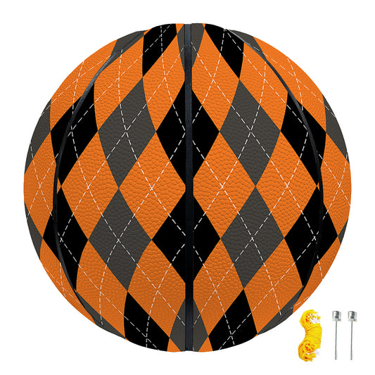 Orange Black And Grey Argyle Print Basketball
