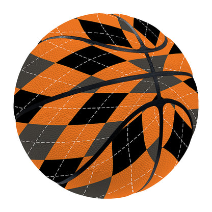 Orange Black And Grey Argyle Print Basketball