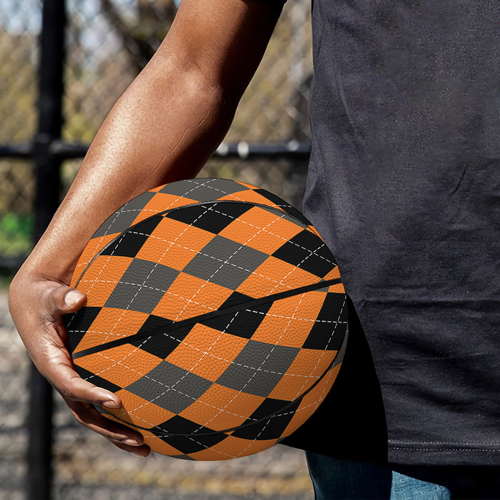 Orange Black And Grey Argyle Print Basketball