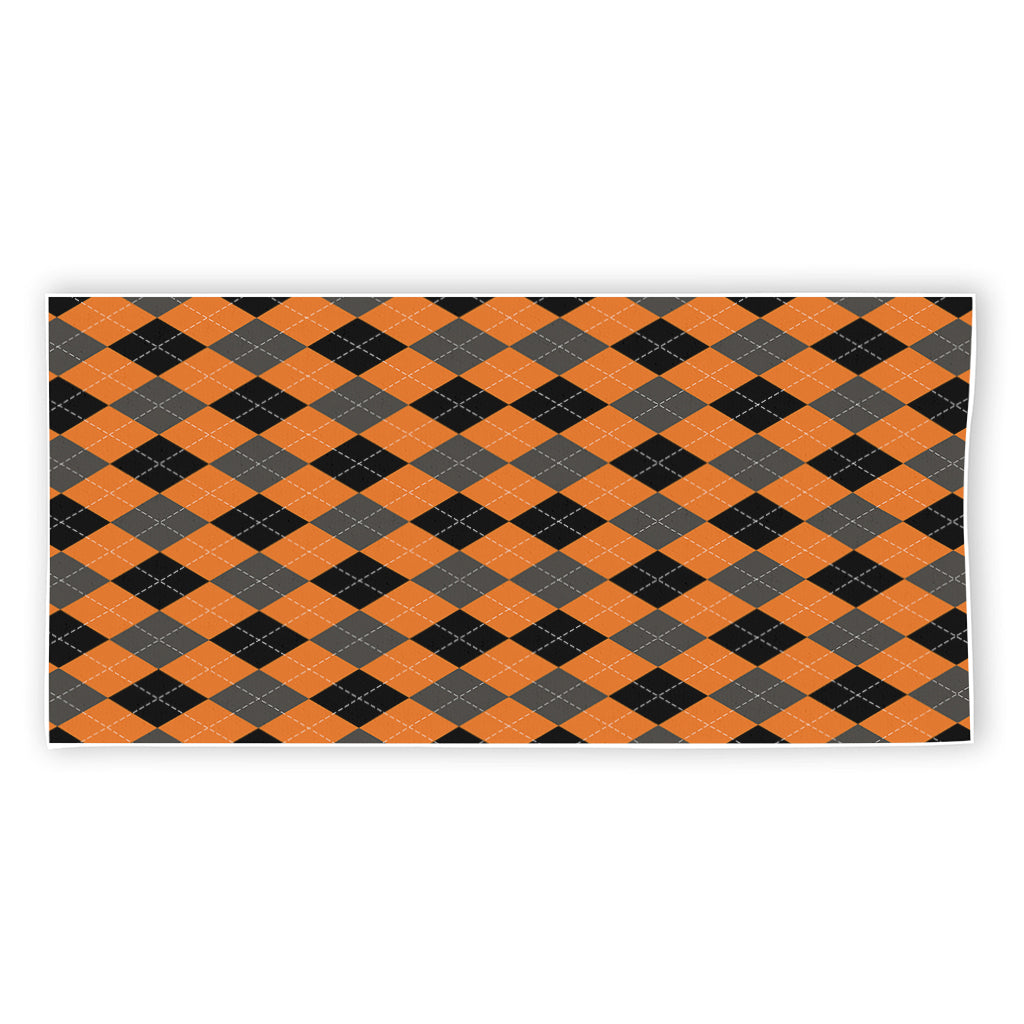 Orange Black And Grey Argyle Print Beach Towel