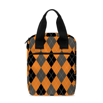 Orange Black And Grey Argyle Print Bible Tote Bag