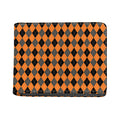 Orange Black And Grey Argyle Print Bifold Wallet