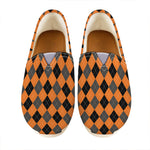 Orange Black And Grey Argyle Print Casual Shoes