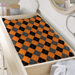 Orange Black And Grey Argyle Print Changing Pad Cover