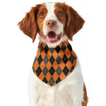Orange Black And Grey Argyle Print Dog Bandana