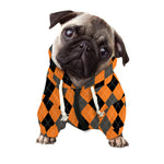 Orange Black And Grey Argyle Print Dog Zip Up Hoodie