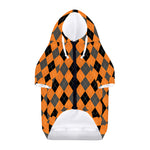 Orange Black And Grey Argyle Print Dog Zip Up Hoodie