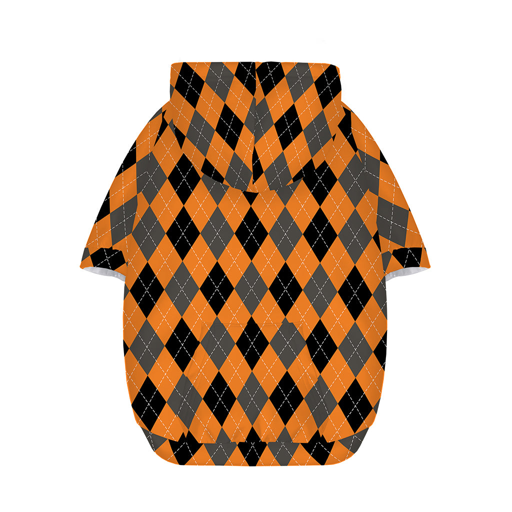 Orange Black And Grey Argyle Print Dog Zip Up Hoodie