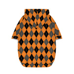 Orange Black And Grey Argyle Print Dog Zip Up Hoodie
