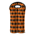 Orange Black And Grey Argyle Print Double Neoprene Wine Tote