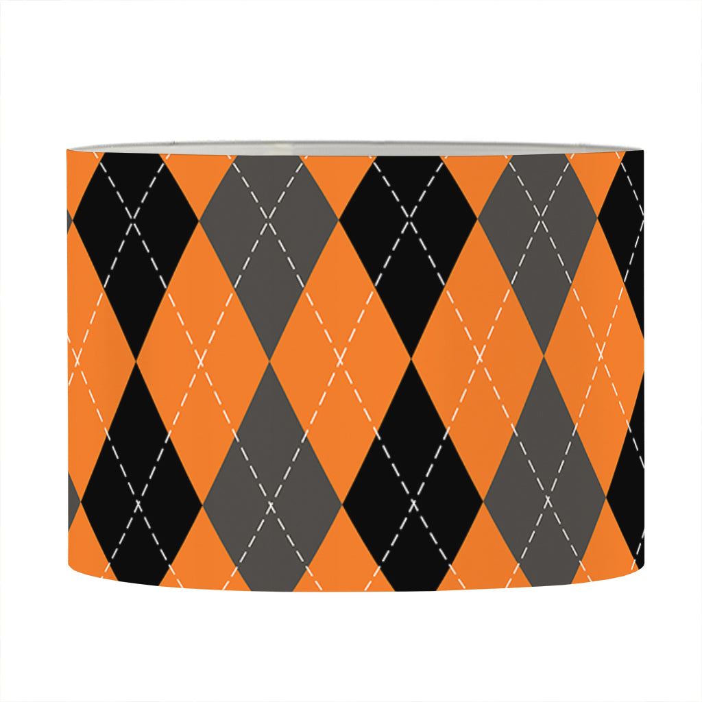 Orange Black And Grey Argyle Print Drum Lamp Shade