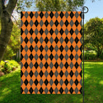 Orange Black And Grey Argyle Print Garden Flag