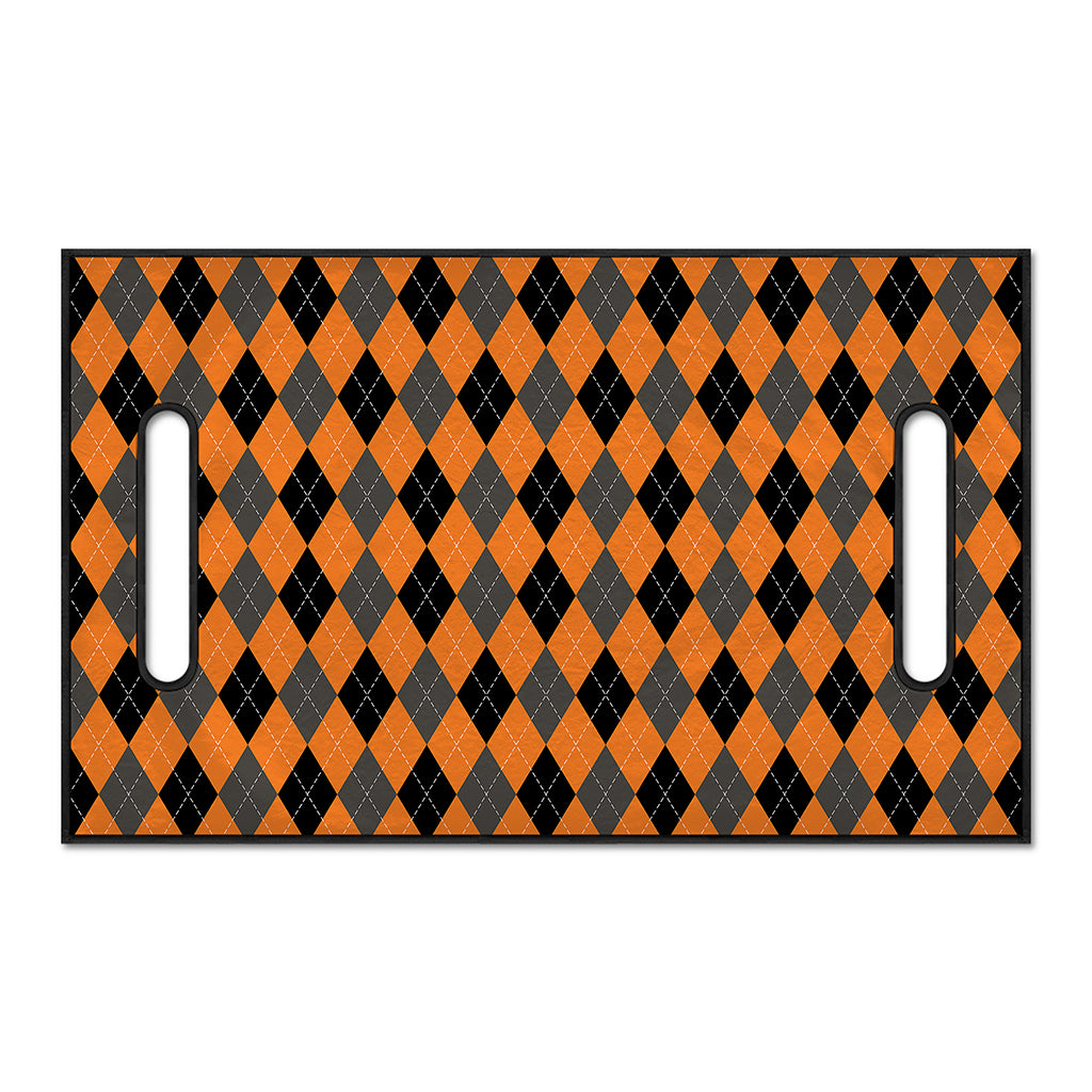 Orange Black And Grey Argyle Print Golf Cart Seat Cover