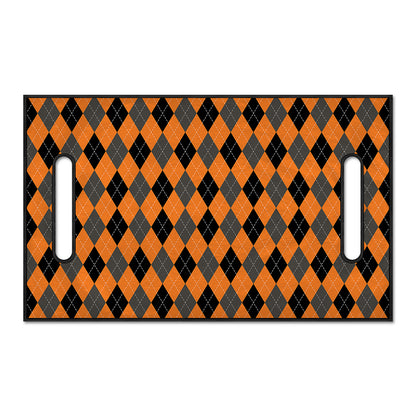 Orange Black And Grey Argyle Print Golf Cart Seat Cover
