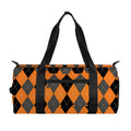 Orange Black And Grey Argyle Print Gym Bag