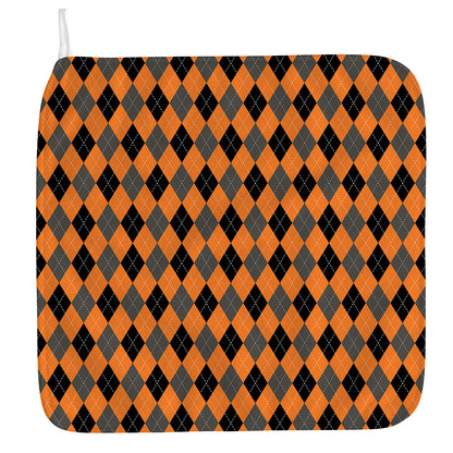 Orange Black And Grey Argyle Print Hand Towel