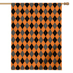 Orange Black And Grey Argyle Print House Flag