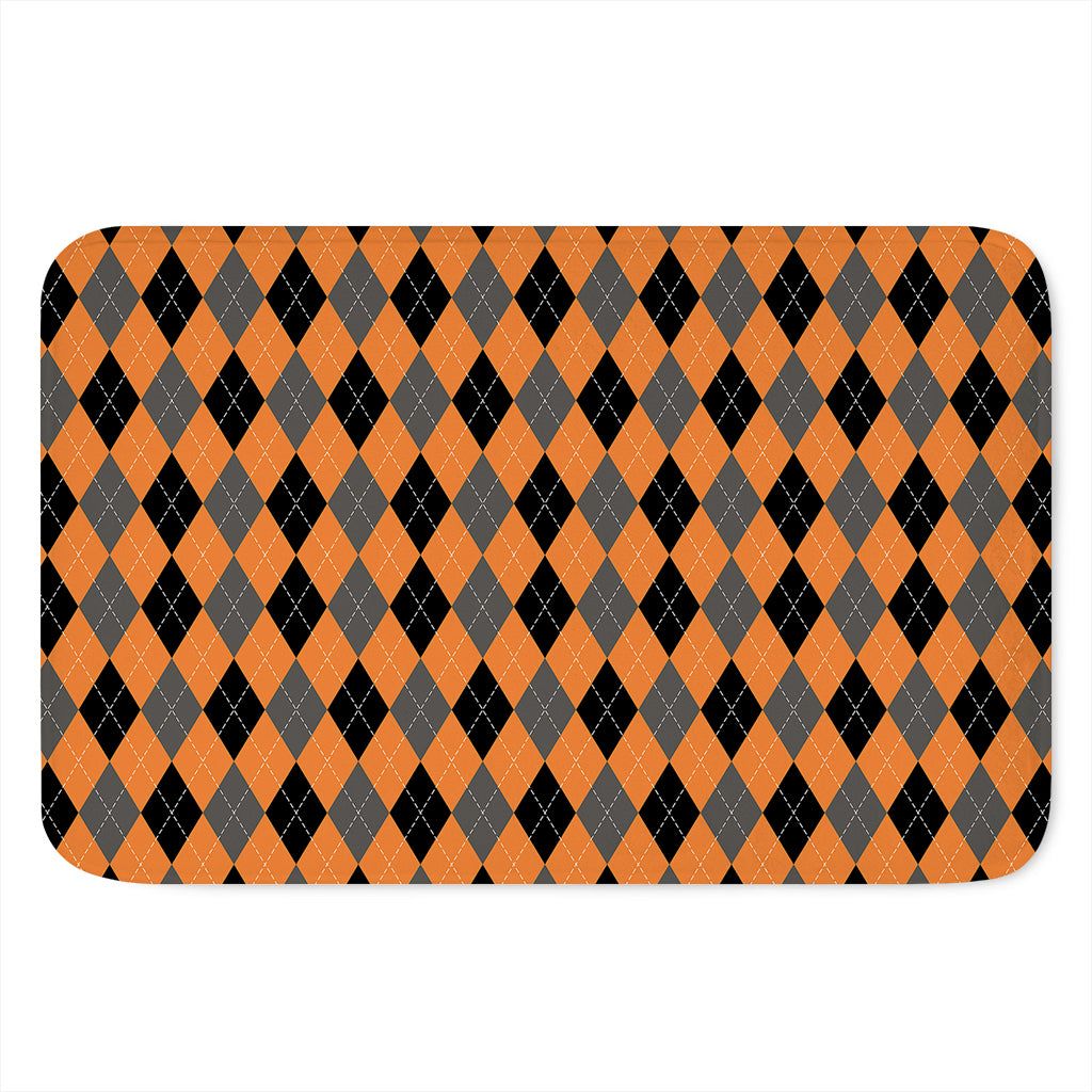 Orange Black And Grey Argyle Print Indoor Door Mat